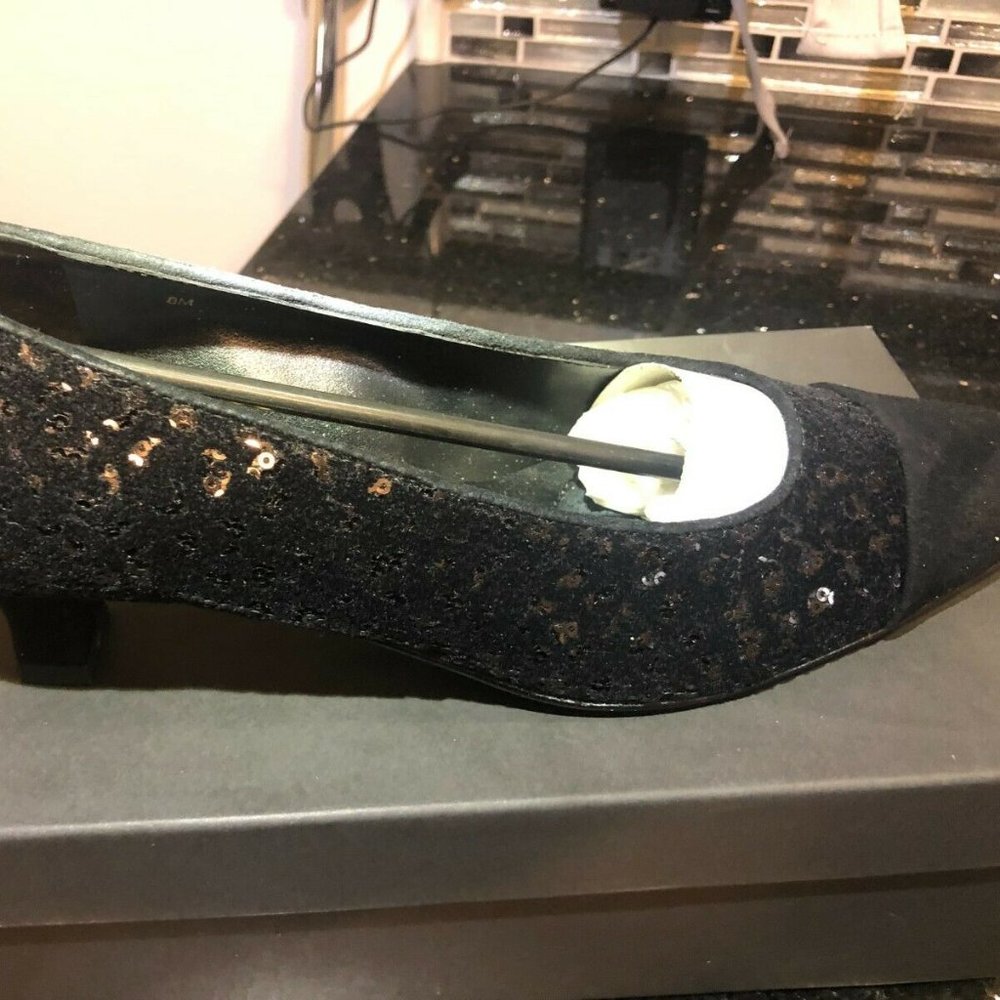Mezzo by Vaneli Black Sequin Leather Dress Shoes size 8M